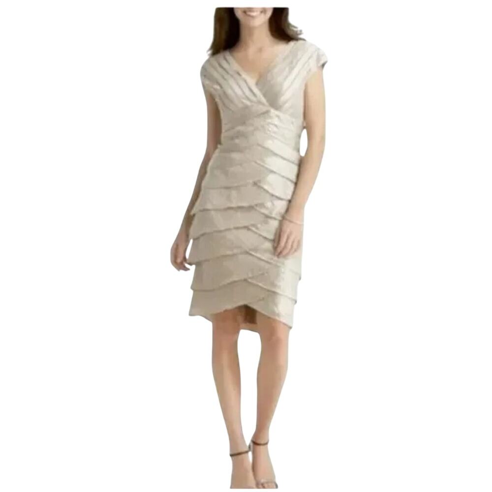 Adriana Papell truffle empire waist dress champagne sheath dress Size 6 Formal